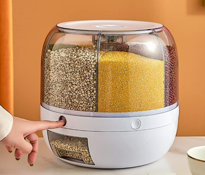 Multifunctional Rice Dispense Rice Storage Container Rice Storage Box Large Dry Food Dispenser Grain Container Kitchen Food Grain Storage Container Rotating Household Automatic Rice Storage Bucket in UAE