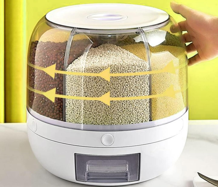 Multifunctional Rice Dispense Rice Storage Container Rice Storage Box Large Dry Food Dispenser Grain Container Kitchen Food Grain Storage Container Rotating Household Automatic Rice Storage Bucket in UAE