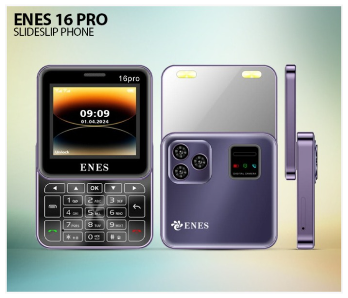 New Rock ENES 16 Pro SLIDESLIP PHONE Slider Dual Sim Keypad Mobile with 2.4 Display Slide Flip Notification Light BT Dialer Box Speaker Voice Changer Long Lasting Battery Feature Phone in KSA