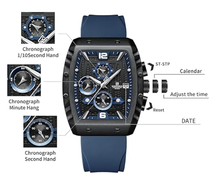 NAVIFORCE Waterproof Chronograph Sport Watch for Men, with Auto Date Women Quartz Wrist Watches, Colorful Silicone Band in UAE