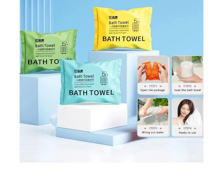 Large Compressed Towel, 50 x 140'' Reusable Cotton Bath Towels,Portable Light and Reusable,Suitable for Hiking, Camping,Beach,Swimming and Traveling in UAE
