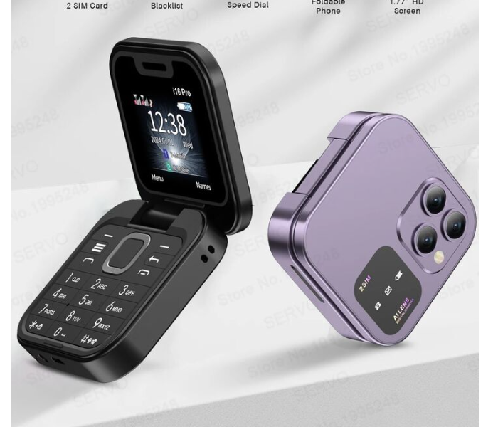 2025 New Mini Flip Mobile Phone 2 SIM Card Small Display Foldable Cell Phone, Unlocked Flip Phone , Black in KSA