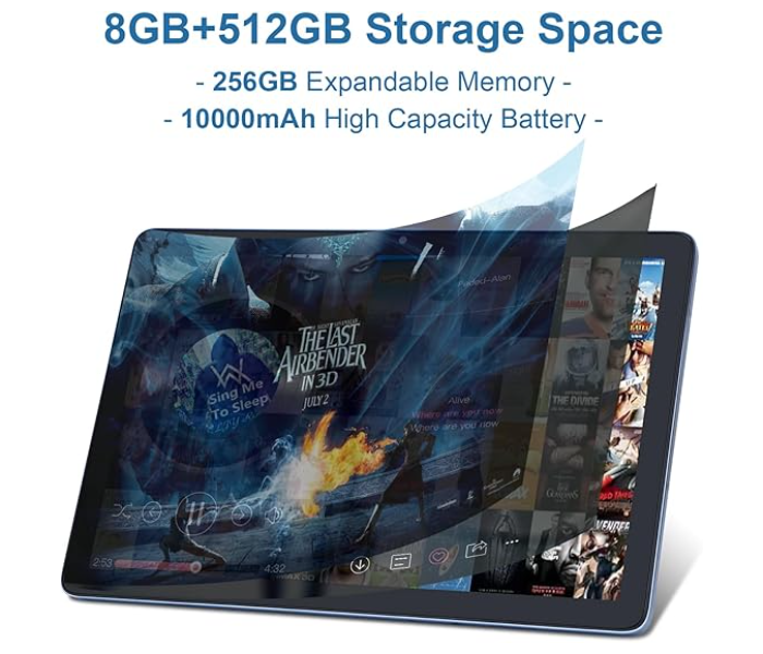 C idea 10 inch Tablet, Android 12.0 Tablet 8GB RAM+512GB ROM,8MP+13MP Cameras 10000mAh Battery,Dual 5G SIM Slot with Case/Keyboard/Mouse/WIFI,CM8500 Plus (Blue) in UAE
