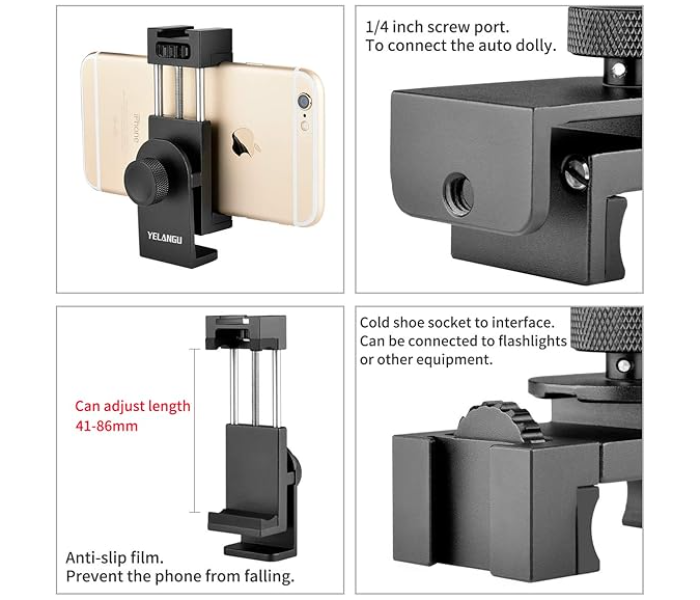 Camera Slider Motorized,YELANGU Rechargeable Camera Dolly with Wireless Remote Control, 3 Speed Adjustable Slider for 360 Degree Swivel,for DSLR Camera, Camcorder, Gopro,Smartphone with Phone Holder in UAE