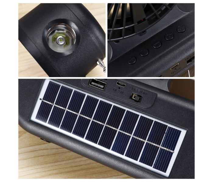 DGOO Equipped With A Radio Of Receiving FM Channels,solar Powered Household Small Fan,wireless Bluetooth Small Audio System,car Mounted Mobile Portab in KSA