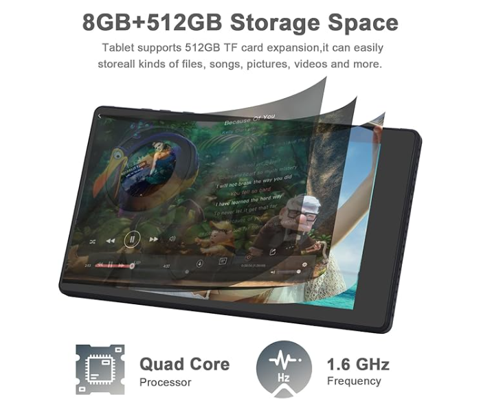 C idea 7 inch Tablet With 4GB RAM+128GB ROM(Expandable 512GB),Android 12 LET+WiFi Tablet,Quad-Core Processor,Dual Camera,1024 * 600 HD IPS Screen,CM513pro - Black in UAE
