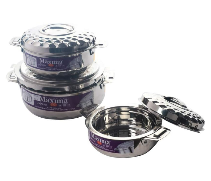Maxima Stainless Steel Hot Pot Set Size 3500 5000 7500 ml - Silver in KSA