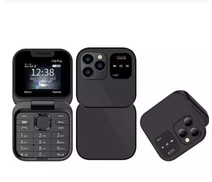 2025 New Mini Flip Mobile Phone 2 SIM Card Small Display Foldable Cell Phone, Unlocked Flip Phone , Black in KSA