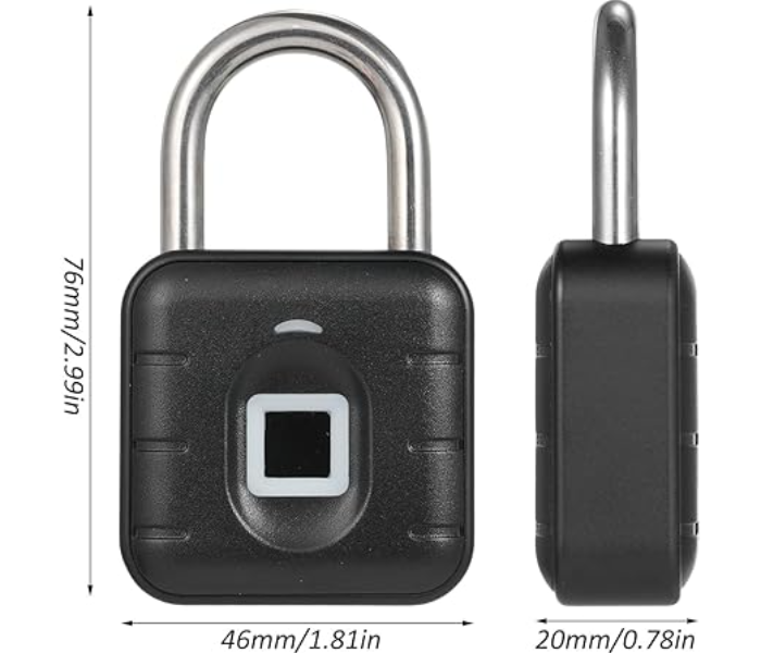 New Padlock, Fingerprint Padlock BT Lock Smart Padlock with APP Control 10 Groups Fingerprint Anti Theft Security Keyless Electronic Lock Outdoor Waterproof Suitable for Locker Gym Gate Doors and Suitcase in KSA