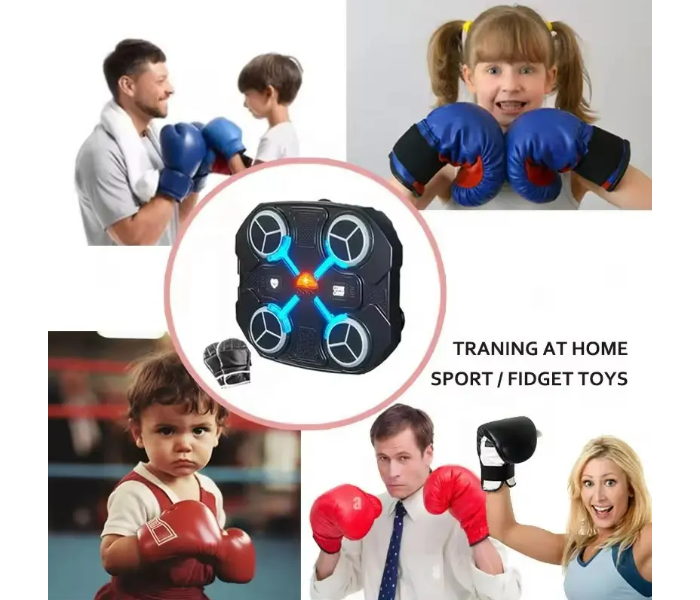 Musical Boxing Machine with Gloves Electronic BT Intelligent Boxing Target Wall Mount Boxing Trainer Pad for Home Indoor Gym Age 3+ in KSA