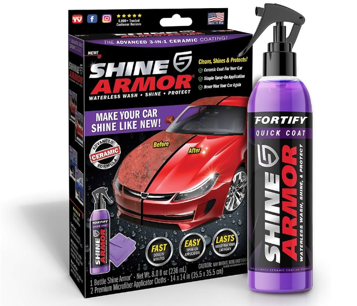 Shine Armor Ceramic Coating Fortify Quick Coat Car Wax Polish Spray Waterless Wash & Wax Hydrophobic Top Coat Polish & Polymer Paint Sealant Detail Protection in UAE