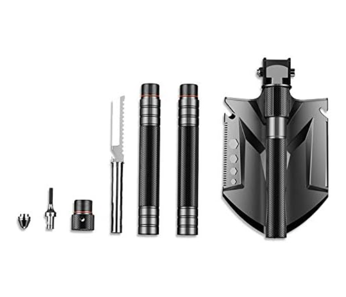 Survival Folding Shovel 20 PCS Multitool, 34.6'' Military Tactical Collapsible Shovel Heavy Duty, High Carbon Steel Entrenching Tool Portable Spade for Camping Hiking in KSA
