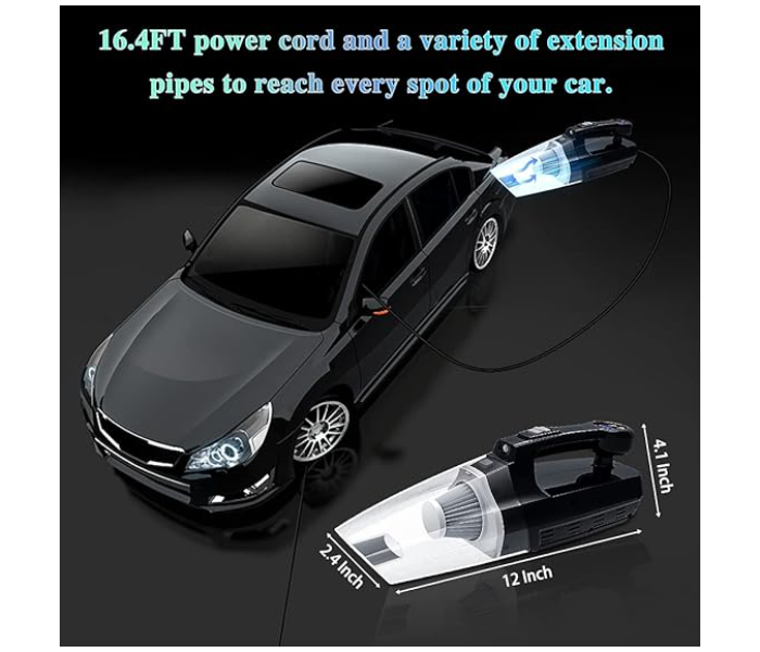 Generic 4-in-1 Car Vacuum Cleaner Tire Inflator - Portable High Power Handheld Car Vacuum Cleaner 7000PA/130W/DC 12V with LCD Tire Pressure Display LED Light Wet/Dry Air Compressor in OMAN