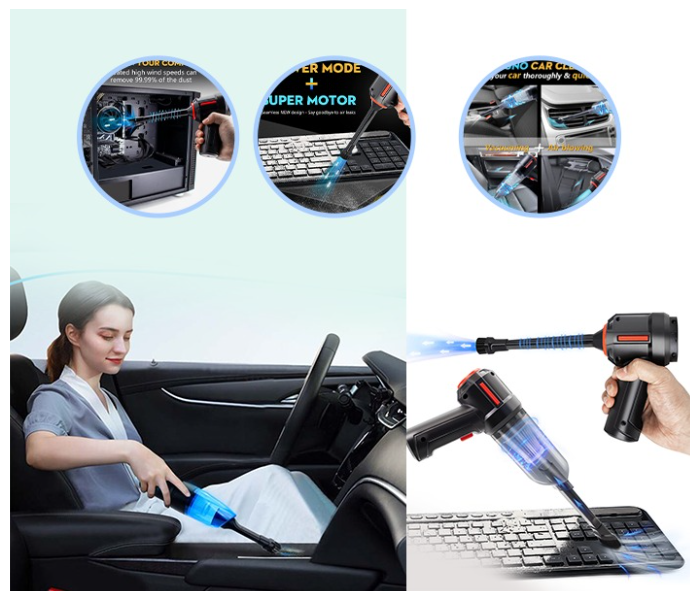 Generic 3-in-1 Compressed Air Duster & Mini Vacuum Keyboard Cleaner, New Generation Canned Air Spray, Portable Electric Air Can, Cordless Blower in KSA
