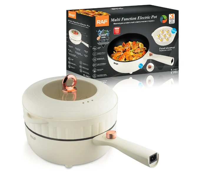  Multifunction Electric 1500W Hot Pot Nonstick Pan for Sauté, Electric Skillet for Stir Fry, Roast, Ramen 7L Cooker with Dual Power Control for Dorm For Home Outdoor in UAE