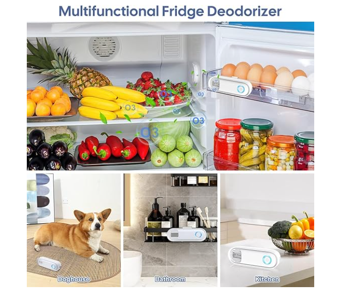 Air Purifiers, Rechargeable Refrigerator Deodorizer, Wall Mounted Mini Fridge Freshener, Ozone Deodorizer, Fresh-keeping Apparatus, for Pet Room Car Shoe Closet Wardrob in UAE