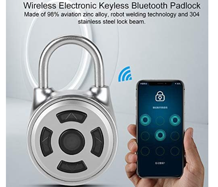 Bluetooth Padlock, Universal Safe Mini Wireless Metal Electronic Keyless Padlock Lock APP Control Password for Luggage Doors Cabinets in UAE