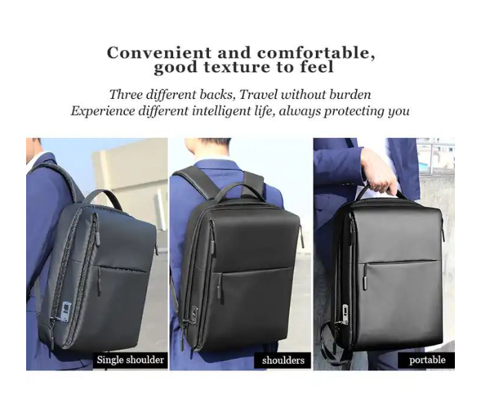 High Quality Waterproof USB Charging Port Multifunction smart fingerprint lock pu leather laptop backpack in UAE