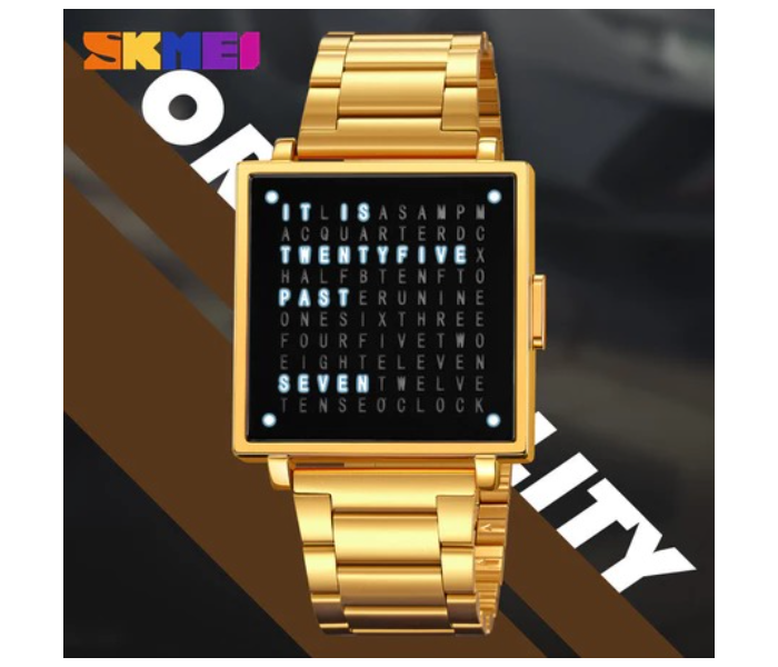 SKMEI 2312 New Design Mens Square LED Digital Watch Black Plated Wrist Watches in UAE
