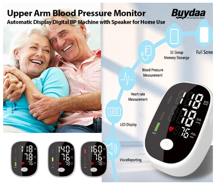 Upper Arm Blood Pressure Monitor, Automatic Display Digital BP Machine with Speaker for Home Use in KSA