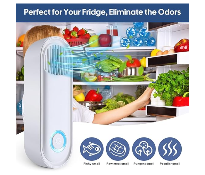 Air Purifiers, Rechargeable Refrigerator Deodorizer, Wall Mounted Mini Fridge Freshener, Ozone Deodorizer, Fresh-keeping Apparatus, for Pet Room Car Shoe Closet Wardrob in UAE