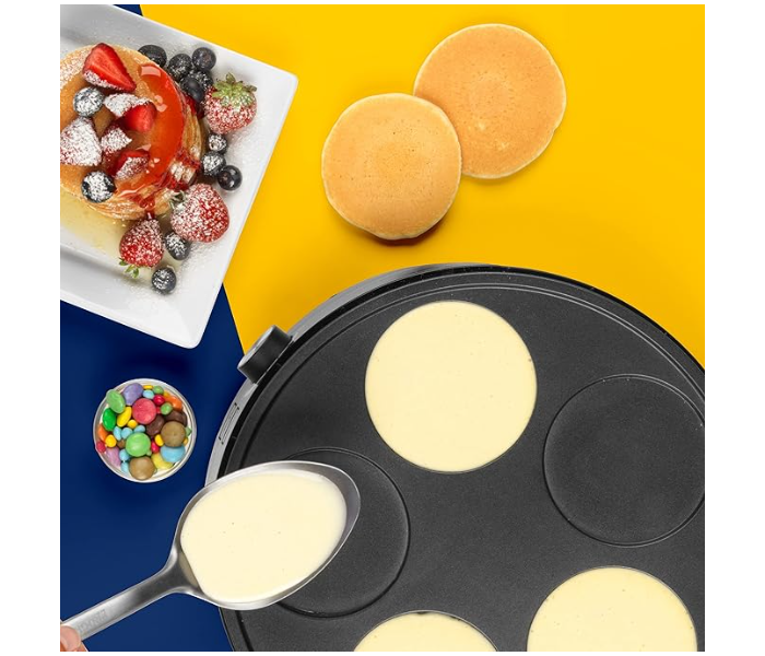 DENX DX2032 Non-Stick Flip & Stack Pancake Maker, Indoor Tabletop Electric 5 Fluffy Pancake Machine, 1000W, Adjustable Temperature, Approx 5-8 Minute Preheat Time in KSA