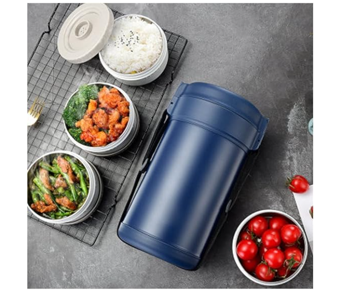 Insulated Lunch Containers, 2.3L Capacity 3 Layers 304 Stainless Steel Vacuum Insulation Food Pot Vacuum Bento Lunch Box for Picnic Travel School Work (Prestige Brown) in KSA