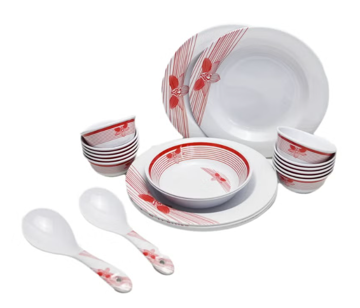 Royal mark 22-Piece Melamine Ware Dinner Set - Red/White in UAE