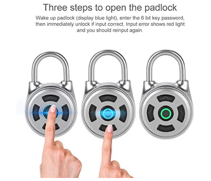 Bluetooth Padlock, Universal Safe Mini Wireless Metal Electronic Keyless Padlock Lock APP Control Password for Luggage Doors Cabinets in UAE