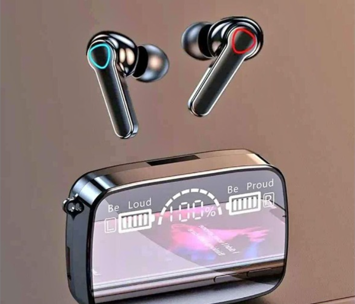 Set of 2 M19 Digital Display TWS Mini Sports Headset With Charging Bin in KSA