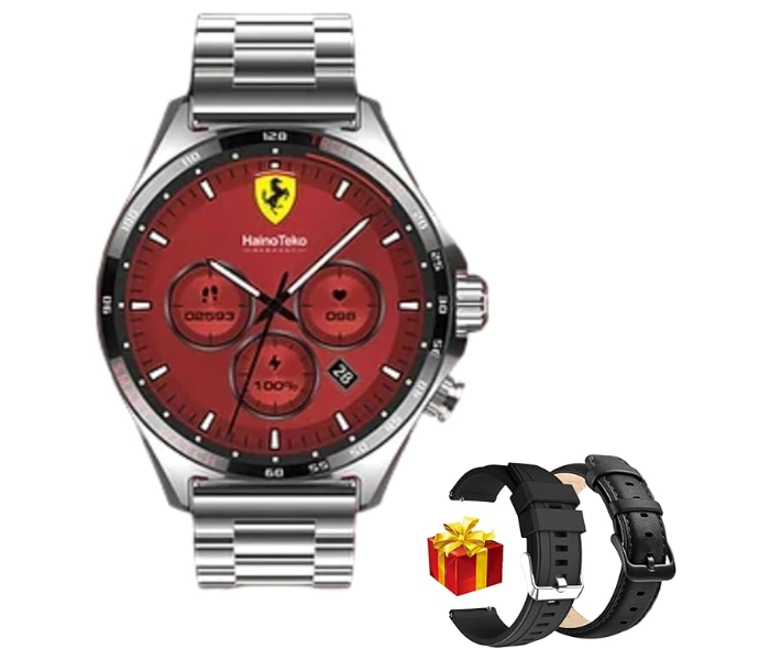 SH PROTECT TOUCH SH Sh-Protect Present Haino Teko Germany RW47 Round Shape Watch Large Screen AMOLED Full Touch Display, Wireless Charging, Bluetooth C alling Smart Watch With 3 Pair Strap in KSA