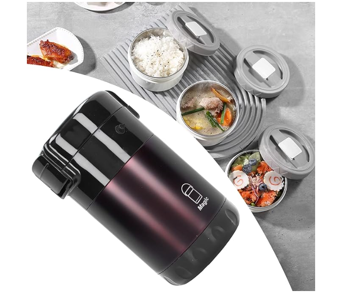 Insulated Lunch Containers, 2.3L Capacity 3 Layers 304 Stainless Steel Vacuum Insulation Food Pot Vacuum Bento Lunch Box for Picnic Travel School Work (Prestige Brown) in KSA