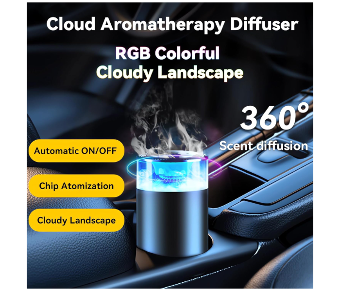 Smart Car Air Fresheners, Oil Car Diffuser Experience by Atomization, RGB Ambient Lights, Adjustable Concentration, Auto On/Off, Built-in Battery in UAE