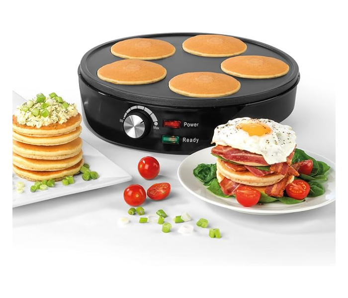 DENX DX2032 Non-Stick Flip & Stack Pancake Maker, Indoor Tabletop Electric 5 Fluffy Pancake Machine, 1000W, Adjustable Temperature, Approx 5-8 Minute Preheat Time in KSA