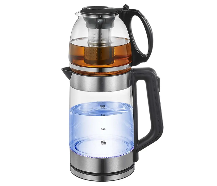 Classy TouchTransparent Glass Kettle 2L Double Pot Tea Pot With filter Electric Kettle with 0.8L Steam Tea Pot, 2 in 1 Multifunctional Electric Kettle 2L in UAE