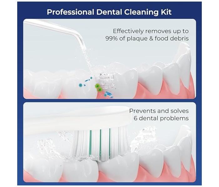 Denx Electric Toothbrush with Water Cordless Flosser, 320ML Portable Travel Water Dental Flosser for Teeth with 5 Modes & 6 Jet Tips & IPX7 Waterproof for Teeth Cleaning and flossing in KSA