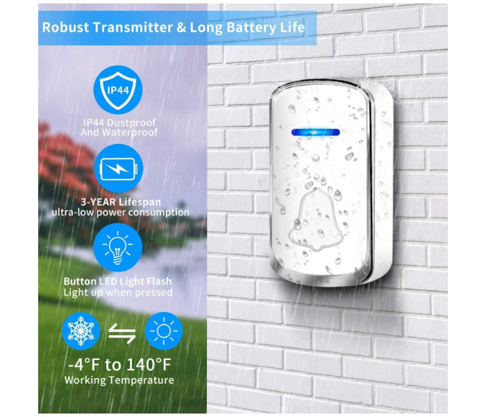 Mini Digital Wireless Door Bell Remote Control Wireless Receiver Doorbell Music Remote Control with 38 Polyphony Sounds in KSA