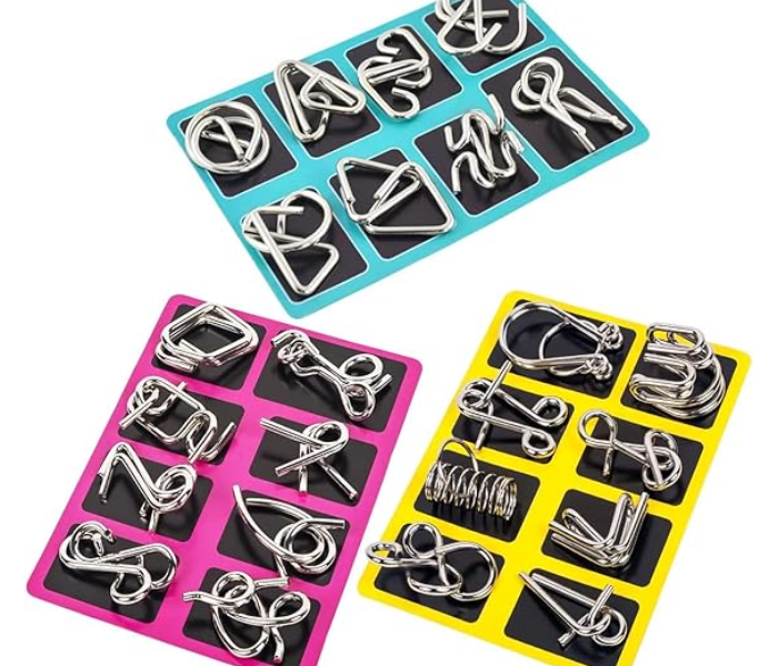 MISHINE Metal Wire Puzzles Brain Teaser, IQ Test Toy Mind Game Jigsaw Magic Trick Toys for Kids and Adults Set of 8 in KSA