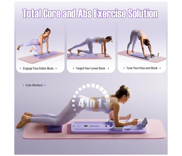 Multifunctional Abdominal Board, Ab Exercise Board, with Resistance Bands and Knee Mat, Automatic Rebound Ab Roller, Abs Exercise Machine, for Full Body Workout, for Home Indoor Outdoor in UAE