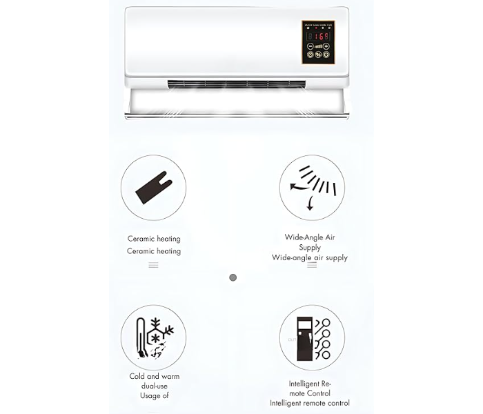 High Efficiency wall heating & Fast Cooling 2 in 1 Air Air conditioner with wall heater, 2000 watts 2 in 1, with remote control, without Freon | Portable Air Conditioner, Dual Air Conditioner, Electric Heating and Cooling, Electric Heater, Hot and Cold 2000w in KSA