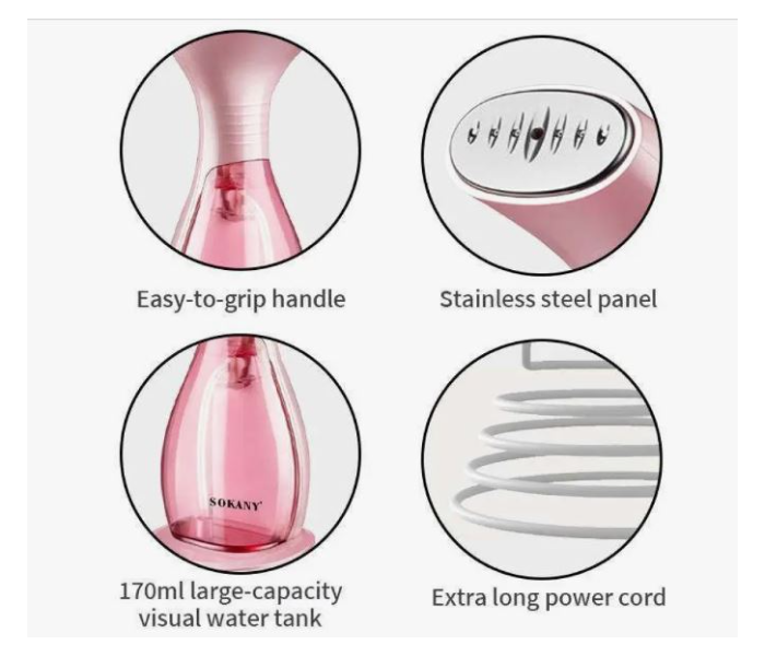 Portable Handheld Clothes Steamer Wrinkles Remover for Garments Detachable Water Tank Fast Heat-up Perfect for Home and Travel in KSA