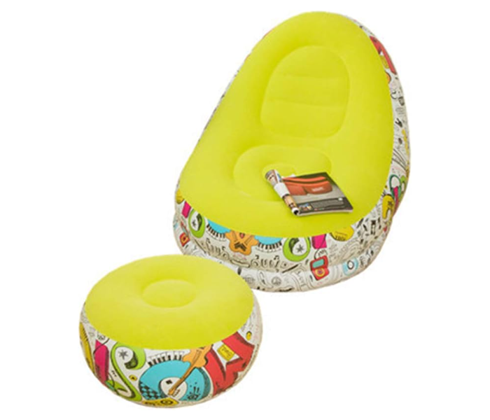 Lounger Chair With Included Foot Rest Pouffe Table Stool, Portable Inflatable Sofa Chair with Footrest Stool in KSA
