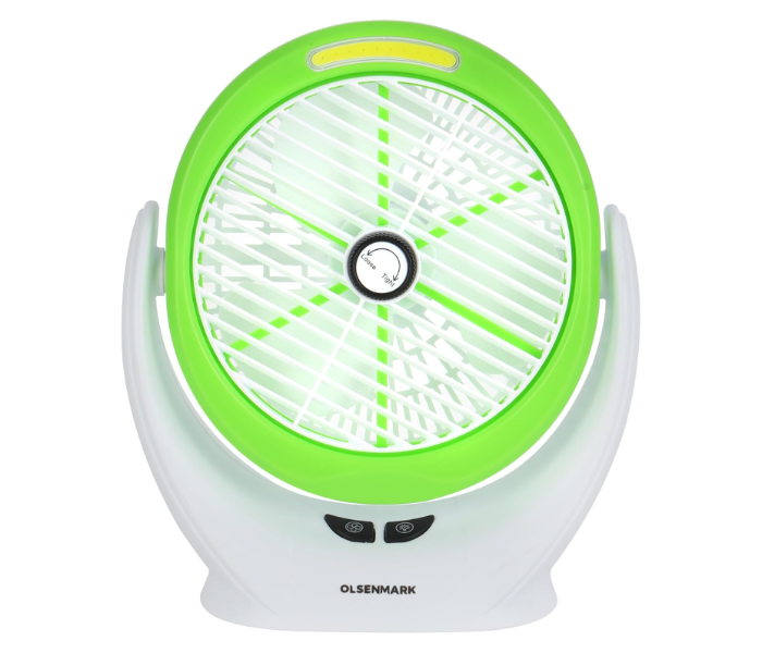 Olsenmark OMF1874 6-Inch Rechargeable Mini Fan With COB Light And 3 Wind Speed - White And Green in KSA