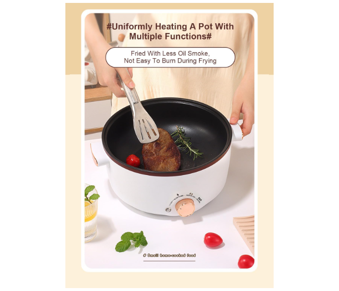 Galaxy Electric Hot Pot 4L Hot Pot Ramen Cooker with Overheat Protection Double Layer Portable Multifunctional Small Electric Cooker with Steaming Rack, 3 Levels Power, Lid for Noodles Soup Dorm Office Family in UAE
