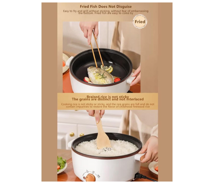 Galaxy Electric Hot Pot 4L Hot Pot Ramen Cooker with Overheat Protection Double Layer Portable Multifunctional Small Electric Cooker with Steaming Rack, 3 Levels Power, Lid for Noodles Soup Dorm Office Family in UAE