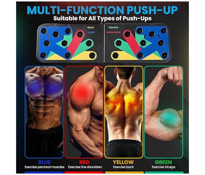 Foldable Muscle Strength Multi Functional Exercise Push Up Board For Unisex - Black in OMAN