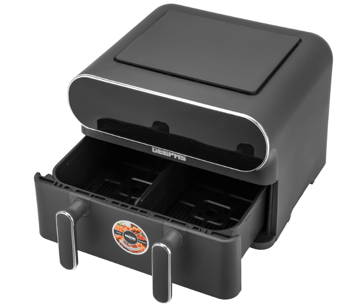 Geepas GAF37532 11L Digital Air Fryer With 5.5L Dual Baskets with Separator - Black in KSA