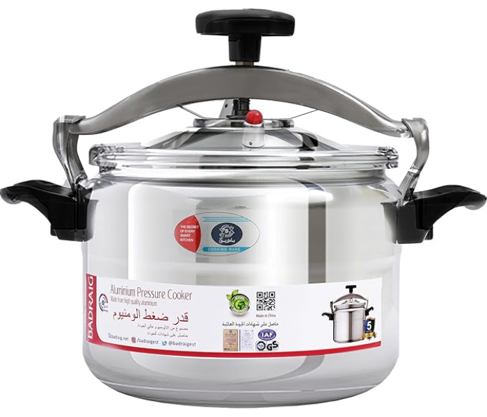  MACEST 5L Aluminum Pressure Cooker- Equipped with Multi-Safety Device and Unique Pressure Indicator| Durable Aluminum Alloy Construction with Firm Handles| Compatible with Gas, Silver in KSA