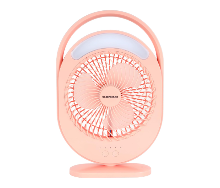 Olsenmark OMF1876 Rechargeable Mini Fan LED Light with Long Working Hours and 3 Wind Speed - Pink in KSA