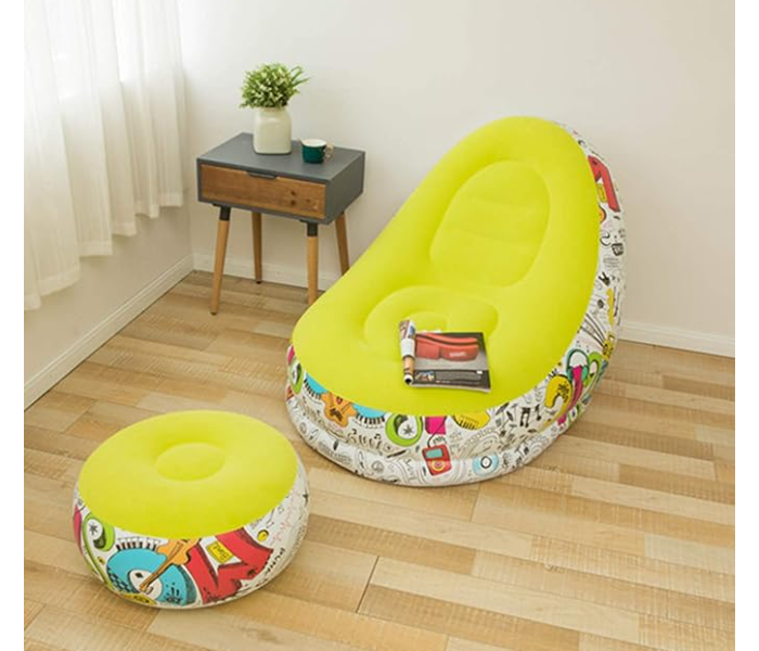 Lounger Chair With Included Foot Rest Pouffe Table Stool, Portable Inflatable Sofa Chair with Footrest Stool in KSA
